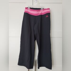 Women's Adidas Black and Pink Athletic Capri Cropped Pants